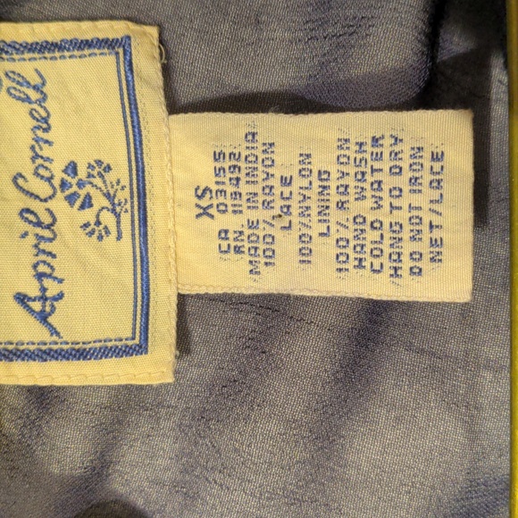 April Cornell Navy Blue Lace Sheer Blouse Size XS - Picture 6 of 7